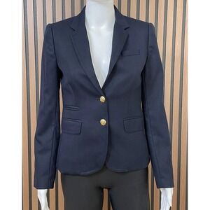 J.‎ Crew Schoolboy Women's 0 Blue Coat Wool Blazer Jacket Career Preppy Academia